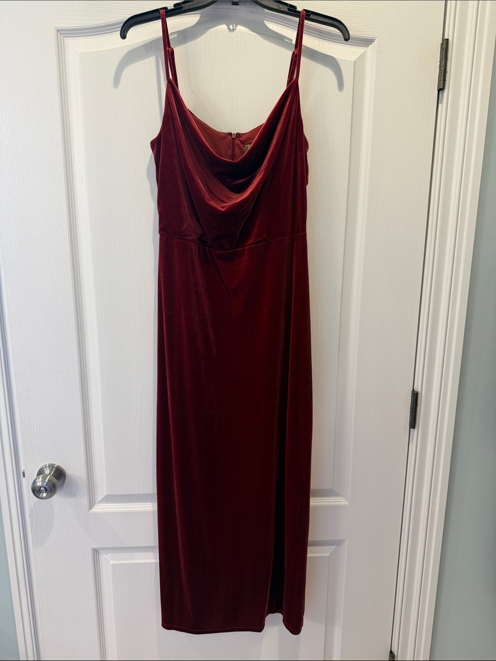 Taylor Burgundy Velvet Cowl Midi Dress